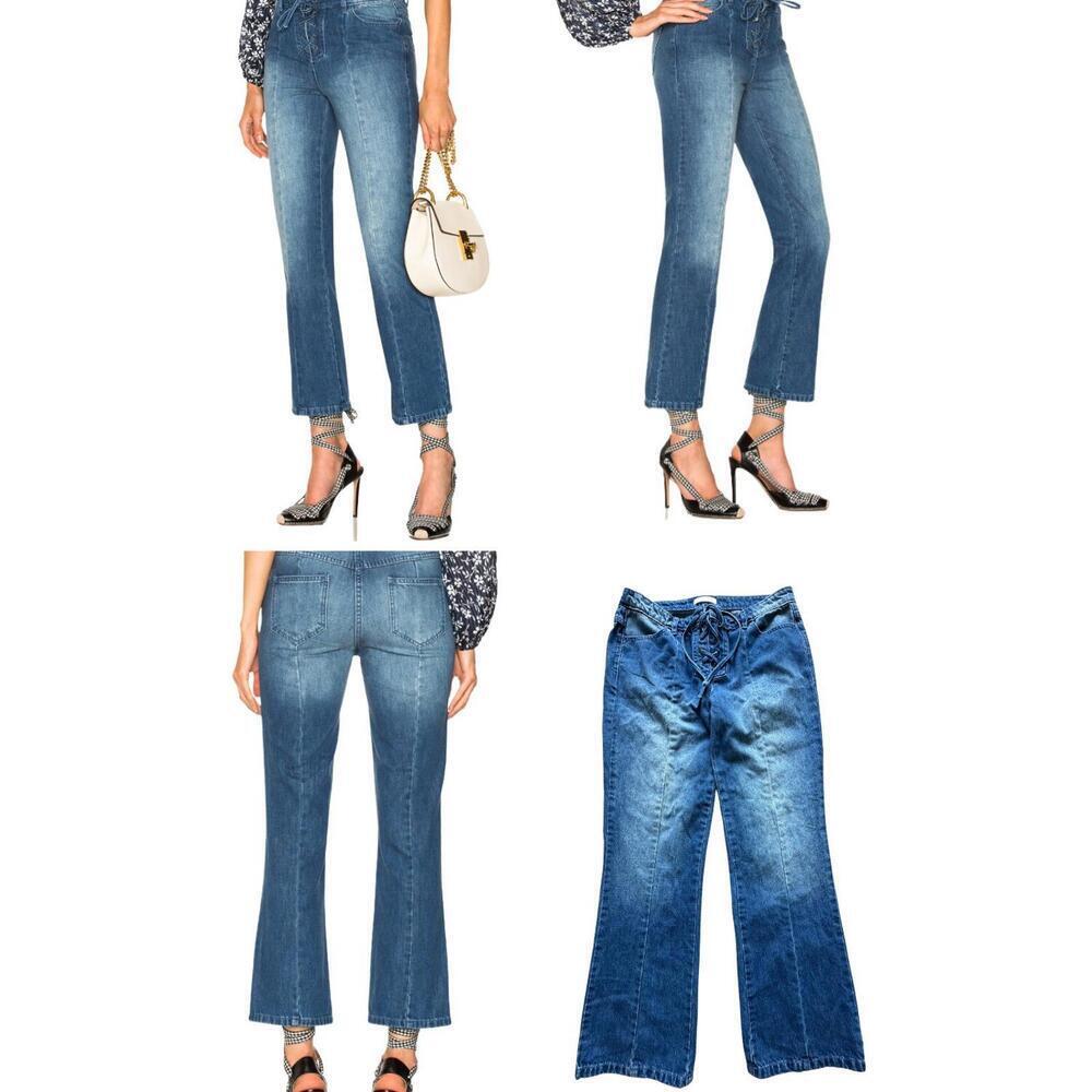 ULLA JOHNSON Alex Jeans Size 6  Lace up‎ Blue
